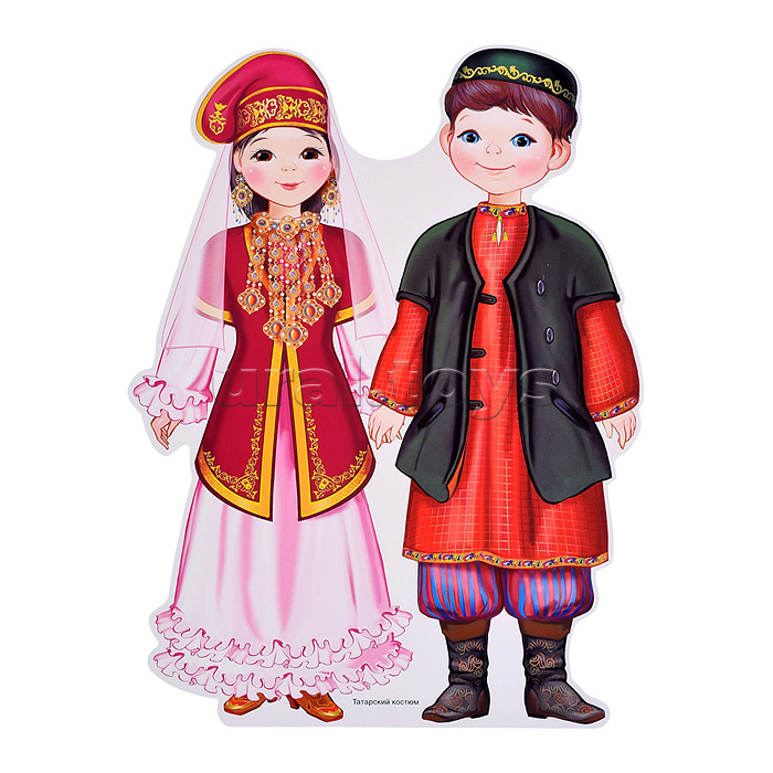 Комплект вырубных мини-плакатов со скотчем. Костюмы народов России (10 народов)