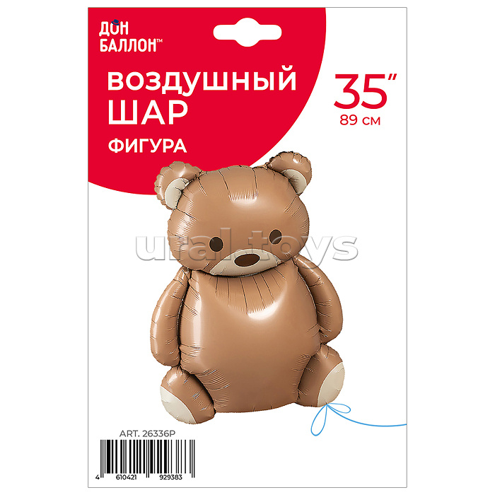 Шар (35''/89 см) Фигура, Мишка, Сатин, 1 шт. в уп.