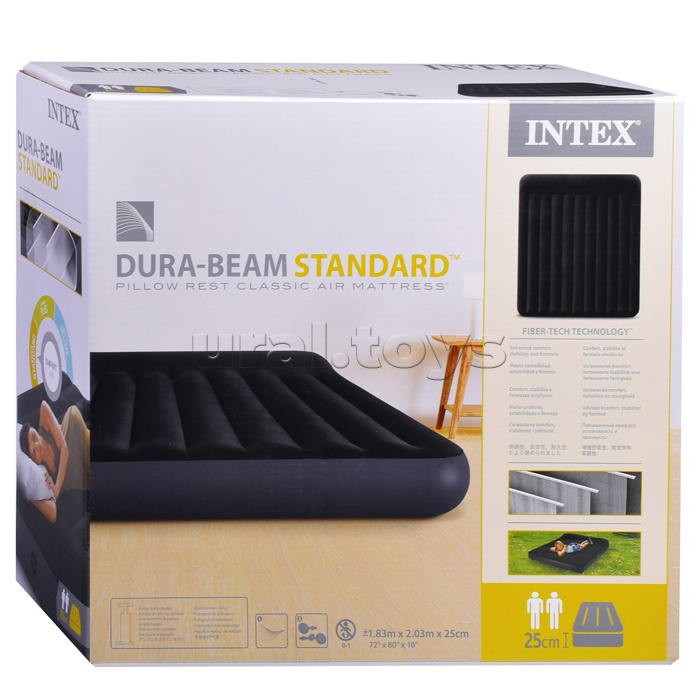 Матрас надувной Pillow Rest Classic Fiber-Tech, 183 х 203 х 25 см, 64144 INTEX