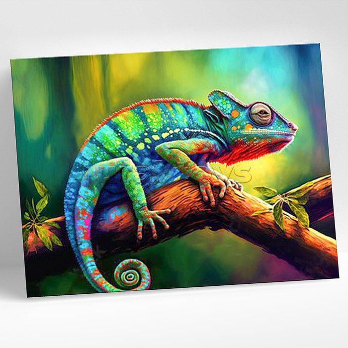 Картина по номерам 15х20 "Карликовый хамелеон" (14 цветов)