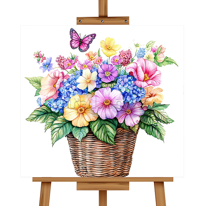 Мозаика алмазная "Цветы в корзине" 20*20см.