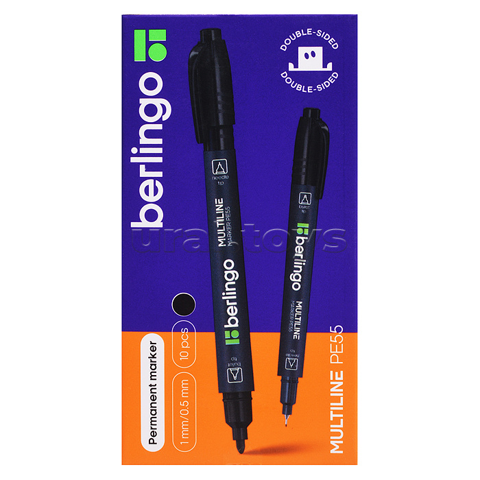 Маркер перманентный двухсторонний "Multiline PE55", черный, пулевидный, 0,5/1мм