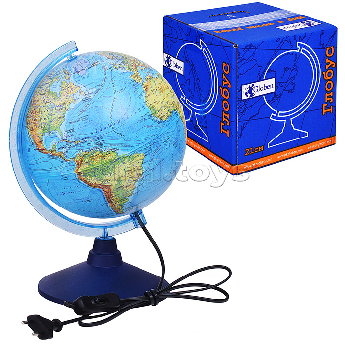 Глобус Земли физико-политический 210мм с подсветкой Классик Евро