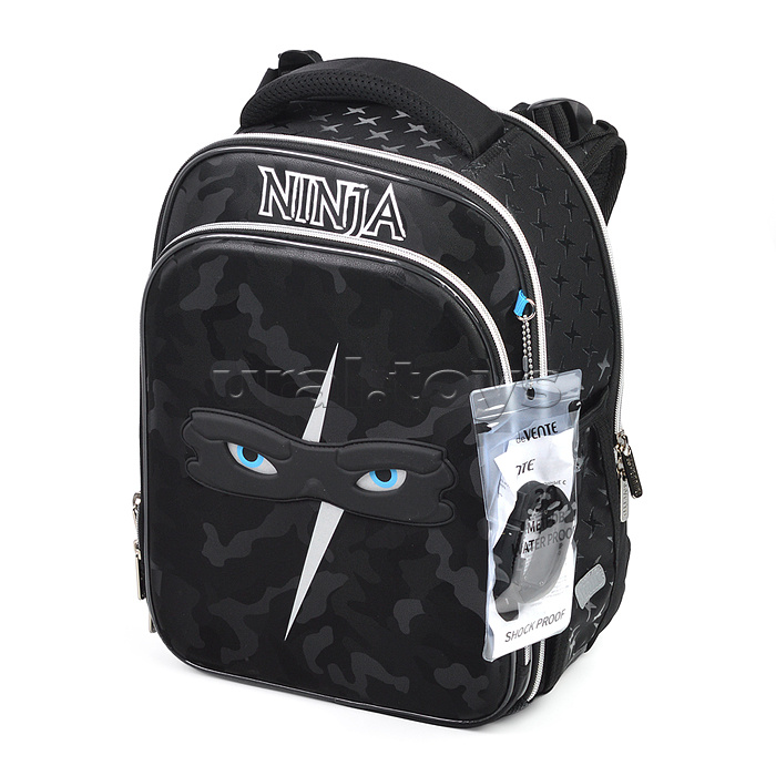 Рюкзак "Premier. Ninja" школьный жесткий 37x28x18 см (17 л) вес 1000 г, 2 отделения на молнии для формата A4, 1 передний карман с органайзером, 2 боковых кармана сеточкой на резинке, эргономичная формоустойчивая вентилируемая спинка (евросетка) и мягкие S