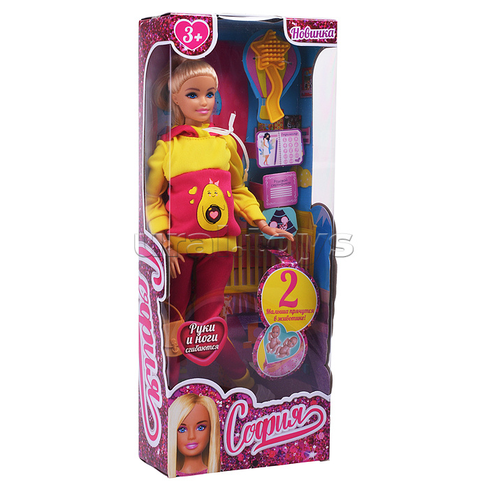 Кукла София беременная двойней 29 см. (руки и ноги сгиб, акс.)