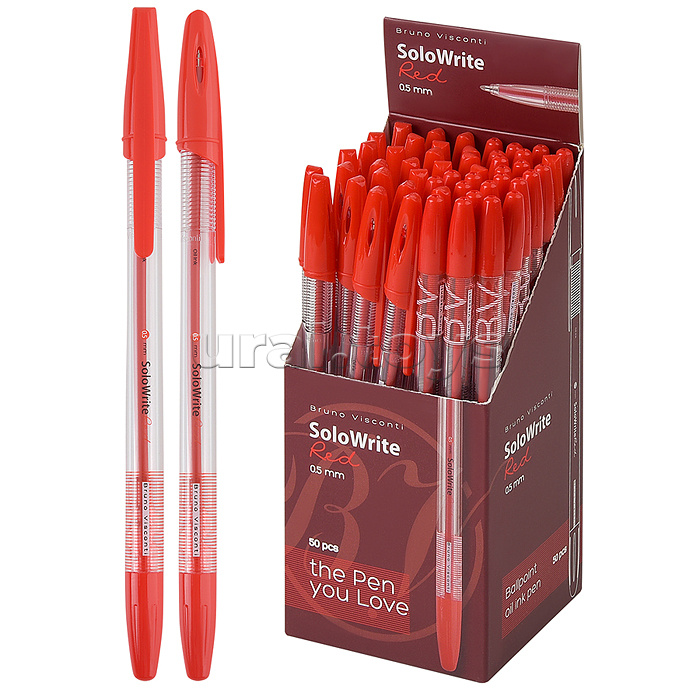 Ручка "Solo Write" шариковая, масло, 0.5 мм, красная