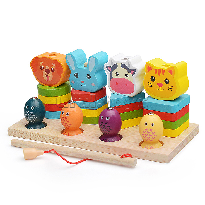 Игра логическая-Пирамидка "Милые зверята" с рыбалкой