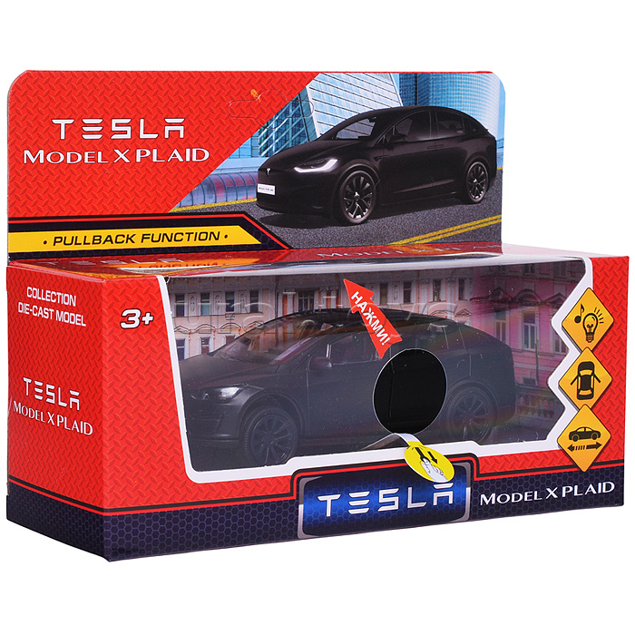 Машина металл. свет-звук tesla model x plaid 12 см, двери, черный мат, в коробке Машина металл. свет-звук tesla model x plaid 12 см, двери, черный мат, в коробке