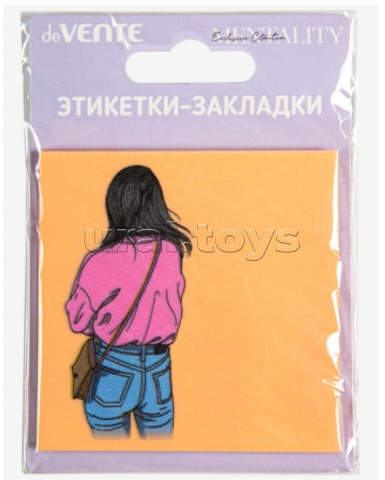 Самоклеящиеся этикетки-закладки "Mentality. Sparkle" пластиковые полупрозрачные, 76x76 мм, персиковые