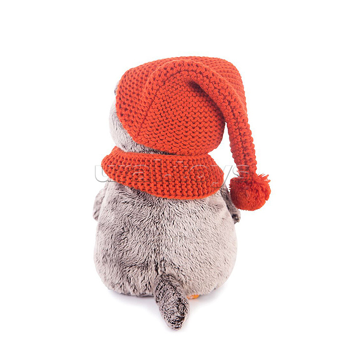 Кот Басик в вязаной  шапке и шарфе 22см Кот Басик в вязаной  шапке и шарфе 22см