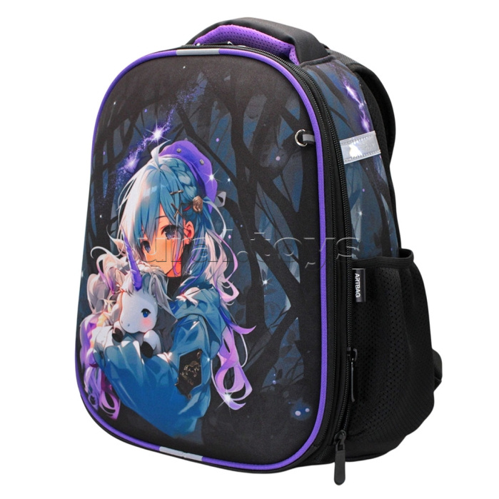Рюкзак каркасный "Анимэ с единорогом" материал: полиэстер, 2 отделения на молнии, 1 боковой карман, внутренний органайзер для мелочей, цветной кеддер со светоотражающей нашивкой, эргономичная жесткая спинка, широкие регулируемые лямки, петля, размер S: 36