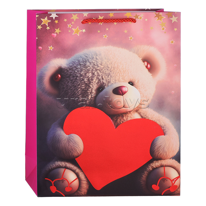 Пакет подарочный "Мишка с сердцем" (26*32*12см.)