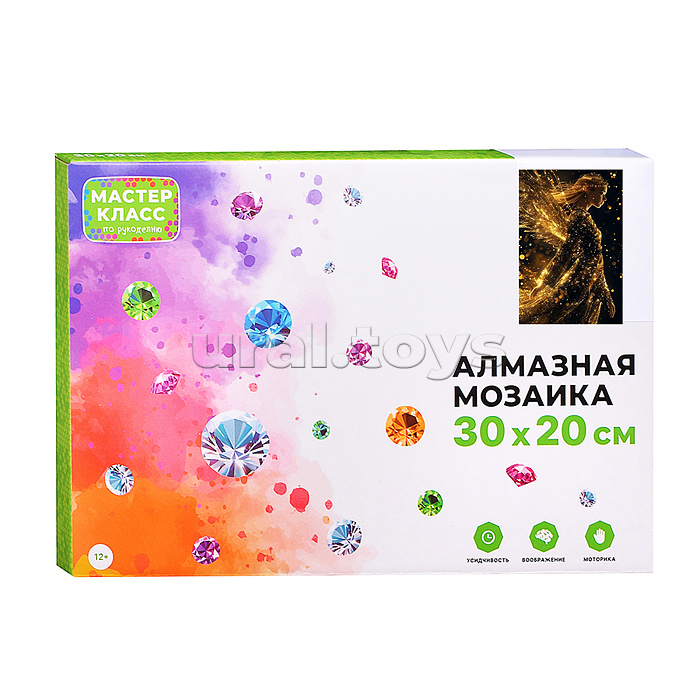 Мозаика алмазная "Золотой ангел" (светится в темноте) 30*20 см.