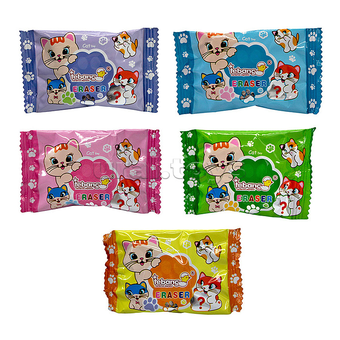 Ластик "Кошачьи лапки" микс, в индивидуальной упаковке