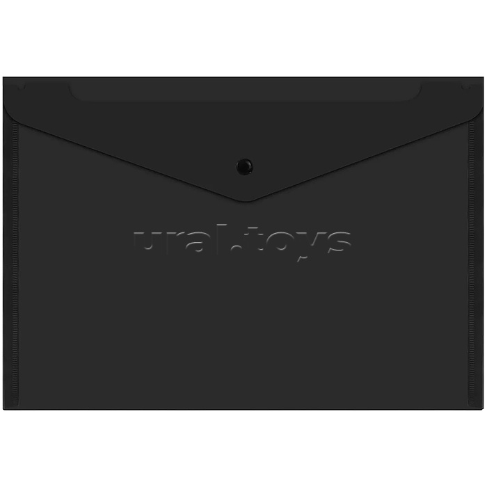 Папка-конверт с кнопкой прозрачная А4 до 100 л, черная, 0,15 мм "Universal"