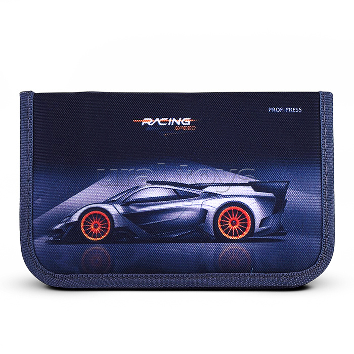 Пеналы 1-секц, большие, печать на ткани "Авто с оранжевыми дисками" (190х115)