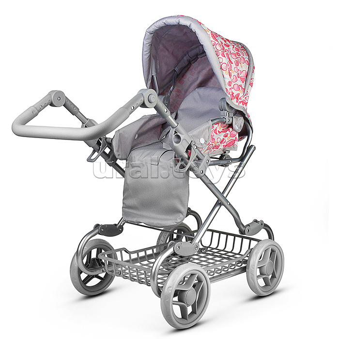Коляская кукольная металлическая, с корзиной, принт сладости