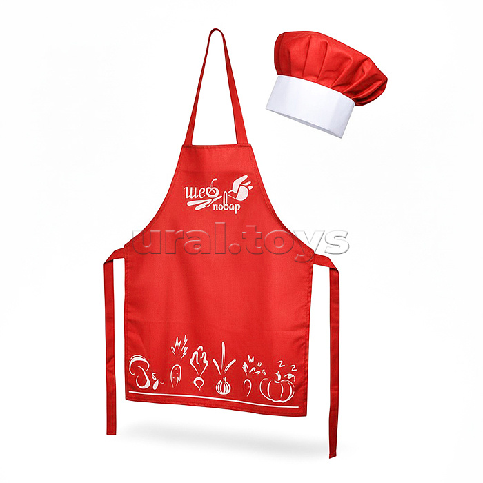 Набор "Шеф-повар" (фартук, колпак) красный