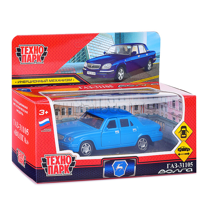 Машина металл ГАЗ -31105 «Волга» 12 см, (двери, багаж, синий)инерц, в коробке