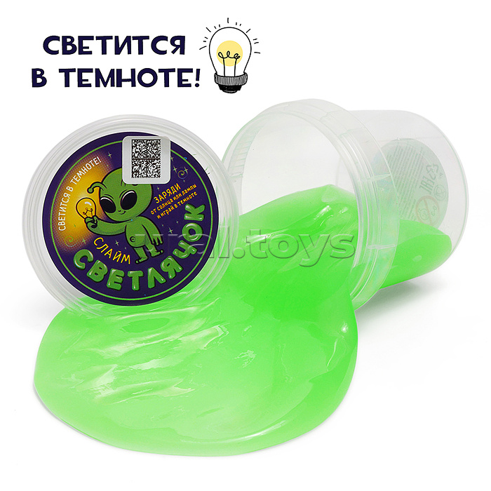 Слайм Светлячок 100 грамм зеленый