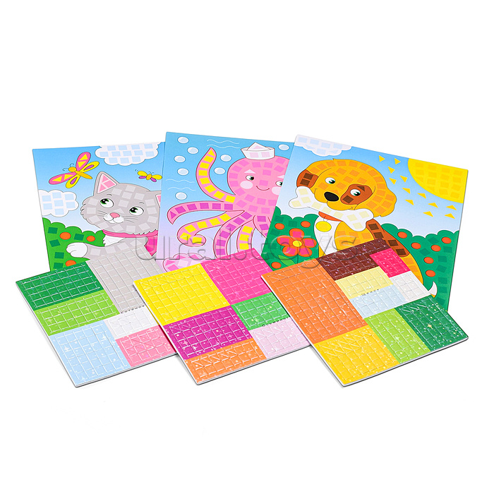 Разноцветная мозаика. Котенок. Осьминог. Щенок. 3 в 1