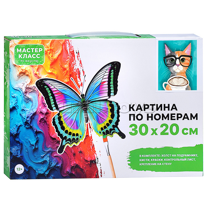 Набор для рисования "Картина по номерам 30х20 см. Котик в очках"