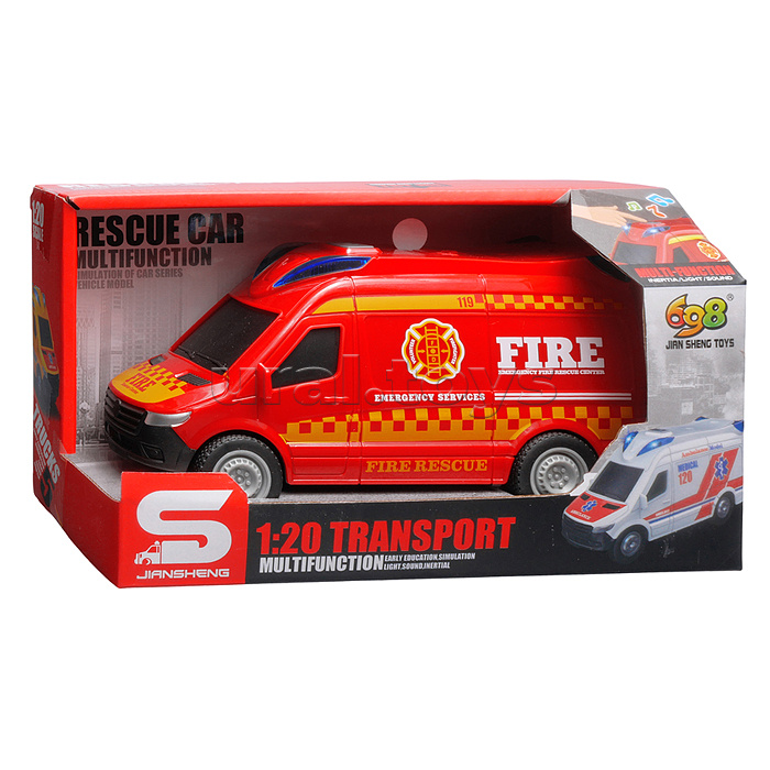 Машина "Пожарная служба" 1:20 (свет, звук) в коробке