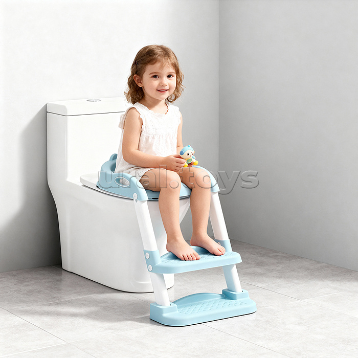 Детская накладка на унитаз со ступенькой (голубой)