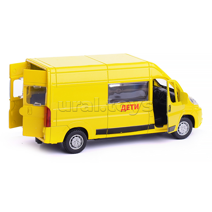 Машина металл Citroen Jumper Дети 14 см, (двери, багаж, желтый) инерц, в коробке