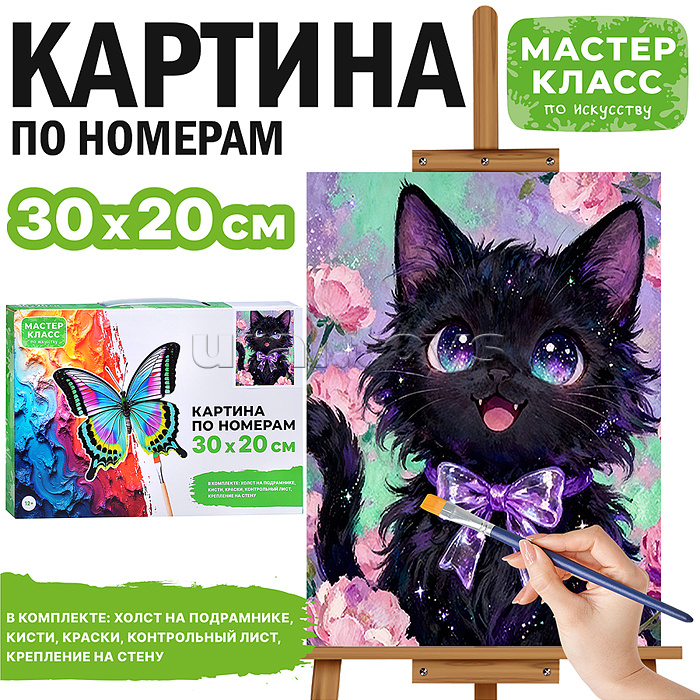 Картина по номерам MKR3020-146 "Котик с бантиком" 30х20 см.