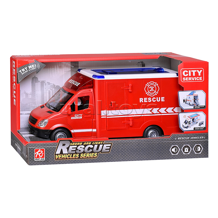 Машина "Rescue service" (свет, звук) цвет красный, в коробке