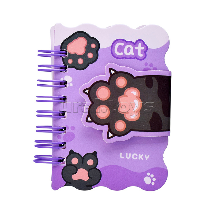 Блокнот на евроспирали "Лапки" 6х8.5 см, 80 л, цветной внутренний блок, плотность бумаги 70г/м2, 4 дизайна в ассортименте, ОПП-упаковка