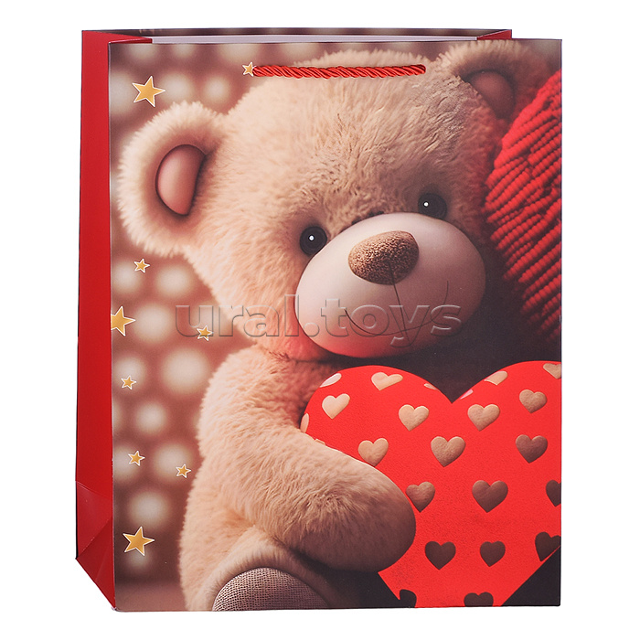 Пакет подарочный "Мишка с сердцем" (26*32*12см.)