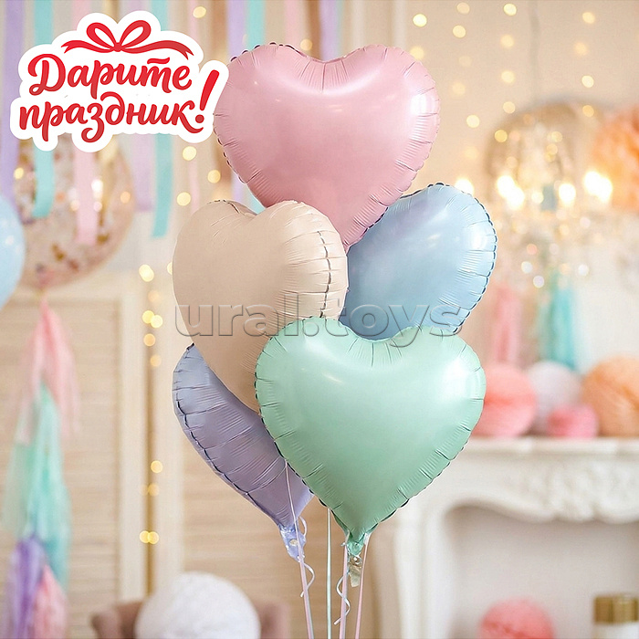 Интерьерное украшение Набор шаров "Сердечки в пастельных тонах"