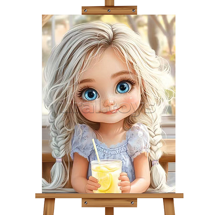 Мозаика алмазная "Девочка с соком" 20*30см.