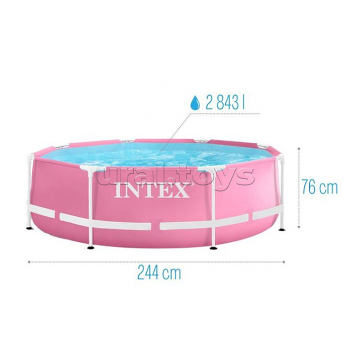 Бассейн каркасный Metal Frame Pool, с фильтром, розовый, от 6 лет, 28292NP INTEX