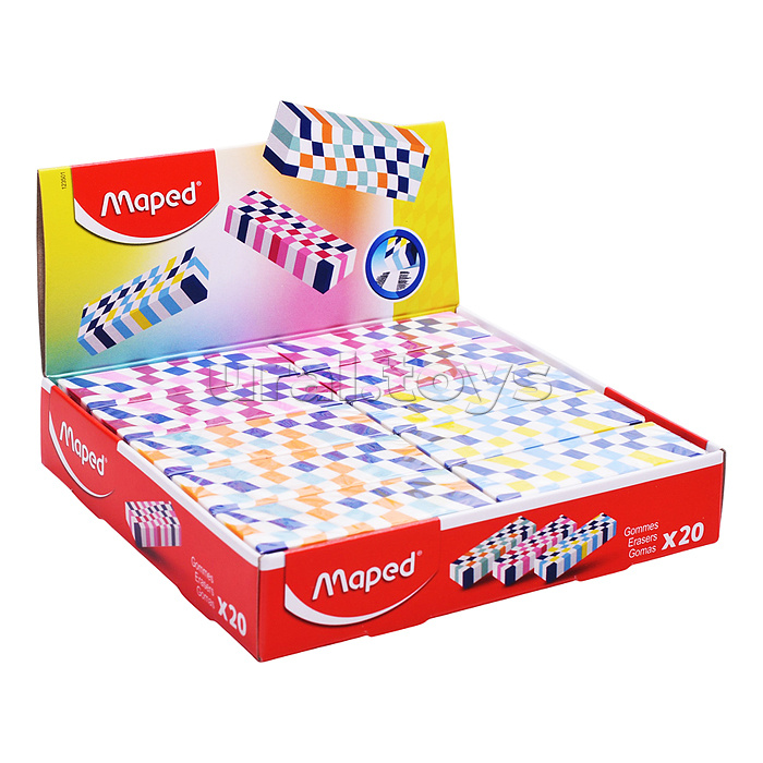 Ластик декорированный "Trendy teens checkerboard" узор в виде шахматной доски, цвета ассорти