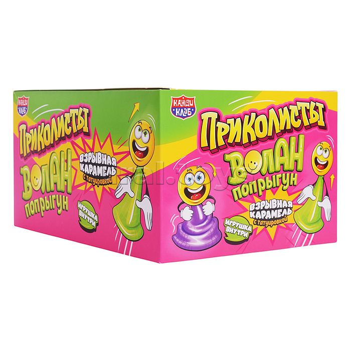 Взрывная карамель с игрушкой и татуировкой "Приколисты. Волан-попрыгун" 1г*30шт