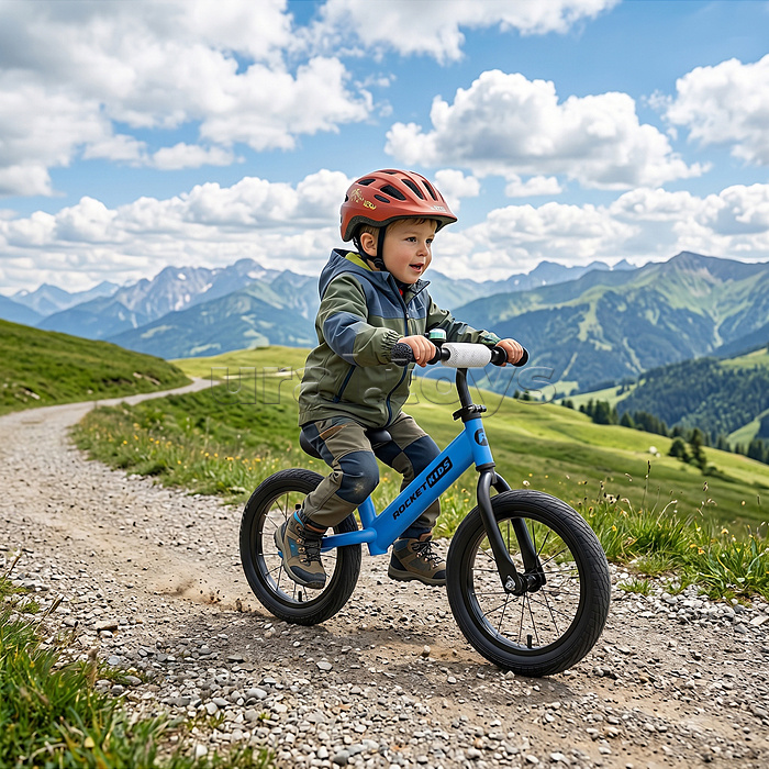 Беговел 14" Rocket R0045NEW-BL, колеса надувные, цвет синий