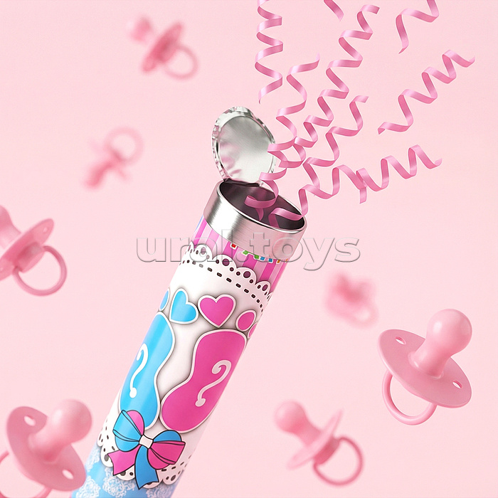 Хлопушка пневматическая "Мальчик или девочка?" 30см. розовое конфетти