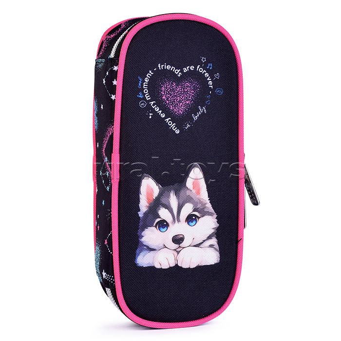 Пенал "Cute Husky" 21x8x5 см, овальный для 50 предметов, с внутренним органайзером-створкой, плотный износостойкий полиэстер с водоотталкивающей пропиткой, на молнии Пенал "Cute Husky" 21x8x5 см, овальный для 50 предметов, с внутренним органайзером-створкой, плотный износостойкий полиэстер с водоотталкивающей пропиткой, на молнии