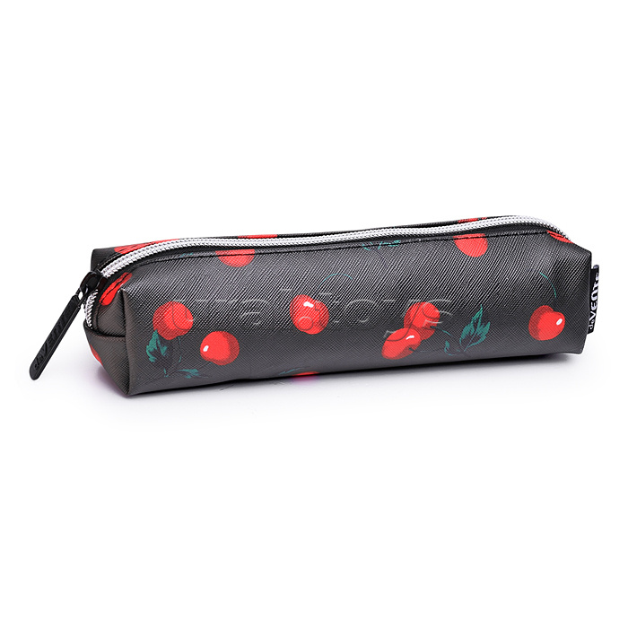 Пенал "Limited Edition Very Cherry" 210x40x40 мм прямоугольный, антивандальная искусственная кожа с тиснением до -40C, отделение на молнии сверху, прямоугольный для 40 предметов, полноцветная печать