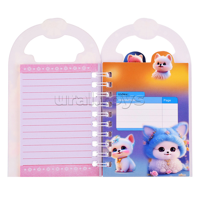 Блокнот на евроспирали "Котики" 13.5x8 см, 50 л., влинованный внутренний блок, плотность бумаги 70г/м2, 4 дизайна в ассортименте, ОПП-упаковка