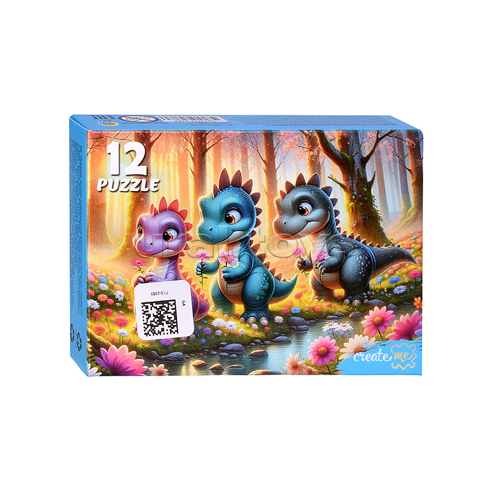 Пазлы 12 "Милые динозаврики"