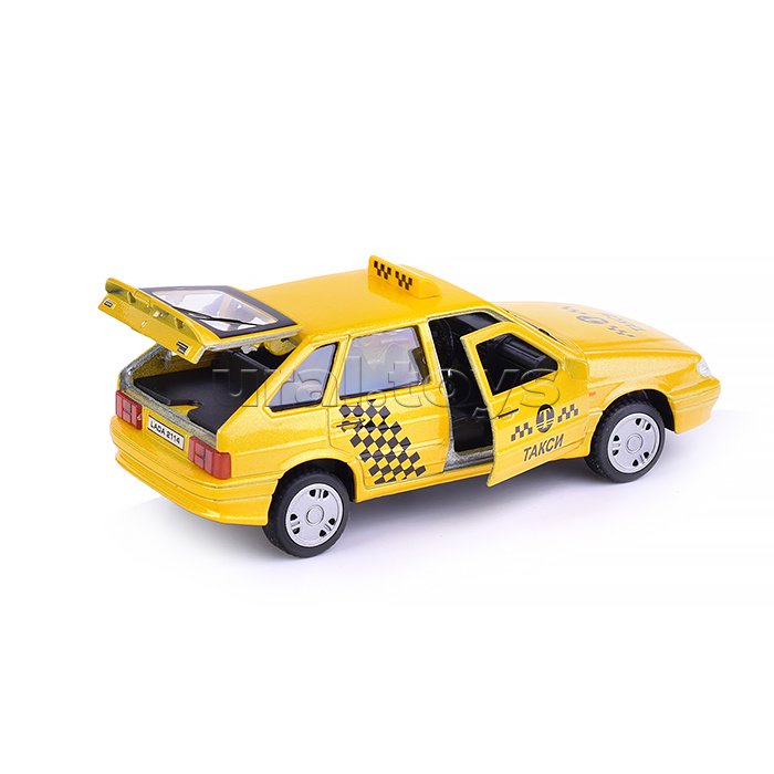 Машина металл Lada -2114 "Samara" Такси, 12 см, (откр. двери, баг,) инерц., в коробке