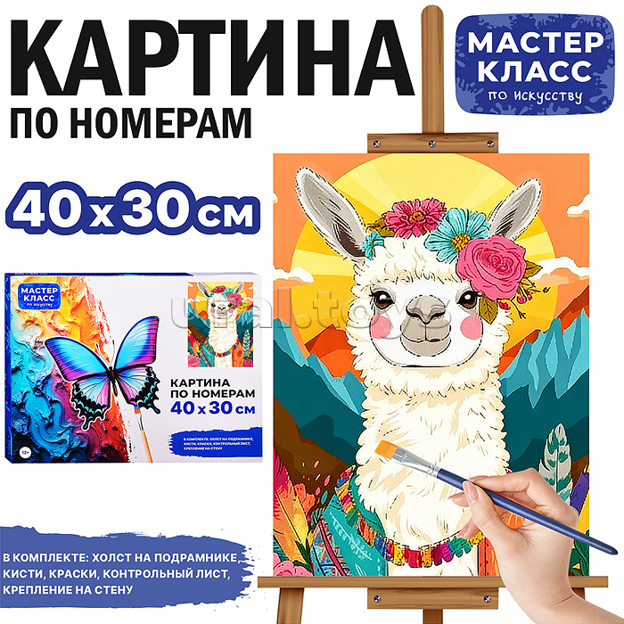 Картина по номерам MKR4030-151 "Лама в горах" 40х30 см.