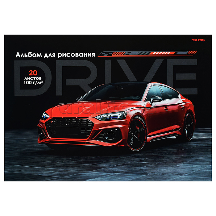 Альбом для рисования 20л. скрепка "Красный автомобиль" А4