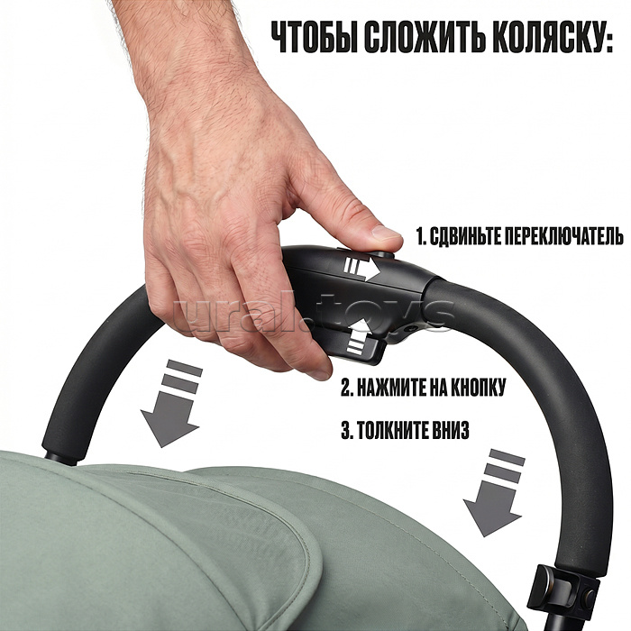 Детская прогулочная коляска-трость Prammy, зеленый