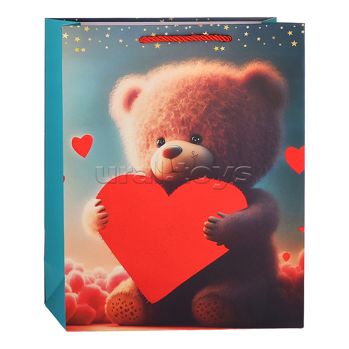 Пакет подарочный "Мишка с сердцем" (26*32*12см.)