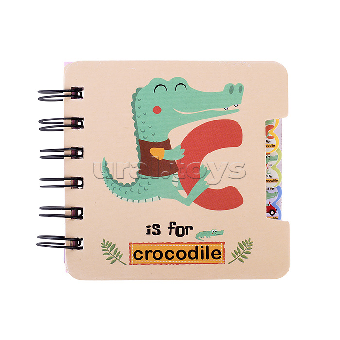 Блокнот на евроспирали "Is For Crocodile" 9,3х 9,3см, 57 л., линованный внутренний блок, плотность бумаги 80г/м2, 4 дизайна в ассортименте, ОПП-упаковка
